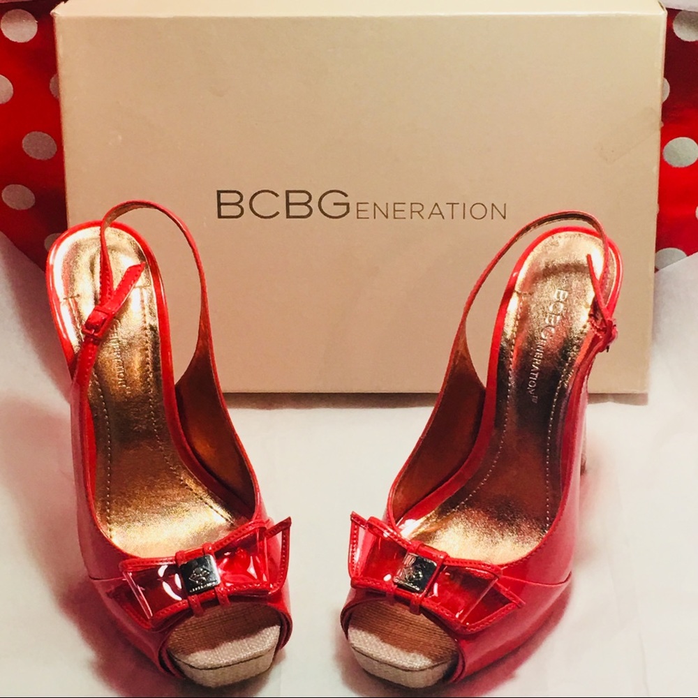 BCBGeneration Coral Patent Leather Singback Heels